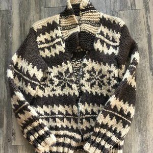 Vintage Cowichan  wool zip up sweater